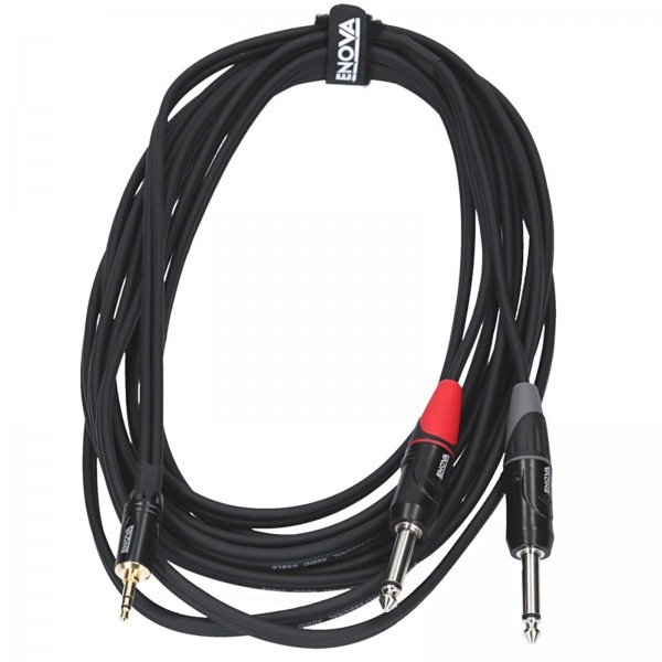 2m mini jack 3.5 3pin to 2x jack 6.3 2 pin. ENOVA Audio jack adapter cable EC-A3-PSMPLM-2