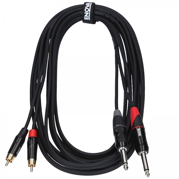 1 m 2x RCA male 2 pin to 2x 6.35 mm jack male 2 pin, Audio adapter cable stereo.