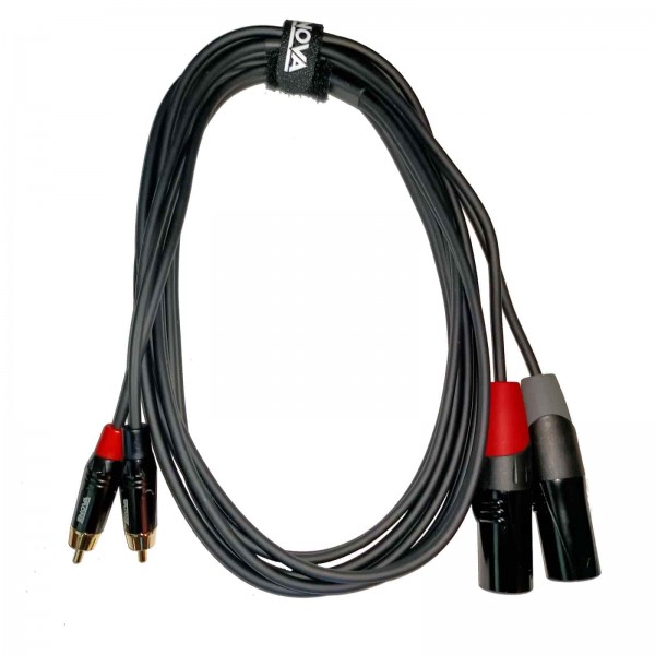 1 m XLR male 3 pin - RCA male adapter cable black & red stereo cable