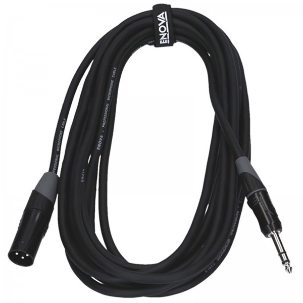 6 m XLR male to 1/4" plug 3 pole microphone cable 3-pin analogue & AES with velcro
