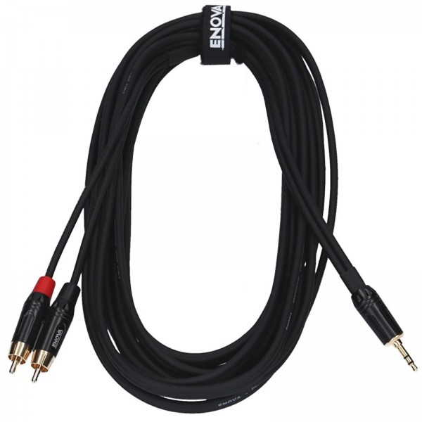 5 meters 1x jack 3.5 mm male 3 pins to 2x RCA male 2 pins