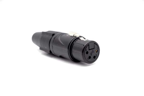 EnovaNxt XLR Kabelstecker weichbchen 4-polig, PureCoreNxt schwarzes Metallgehäuse, schwarze Kabeltülle